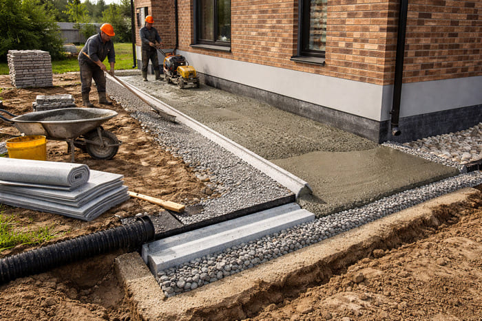 Как сделать отмостку фундамента дома — пошаговое руководство
